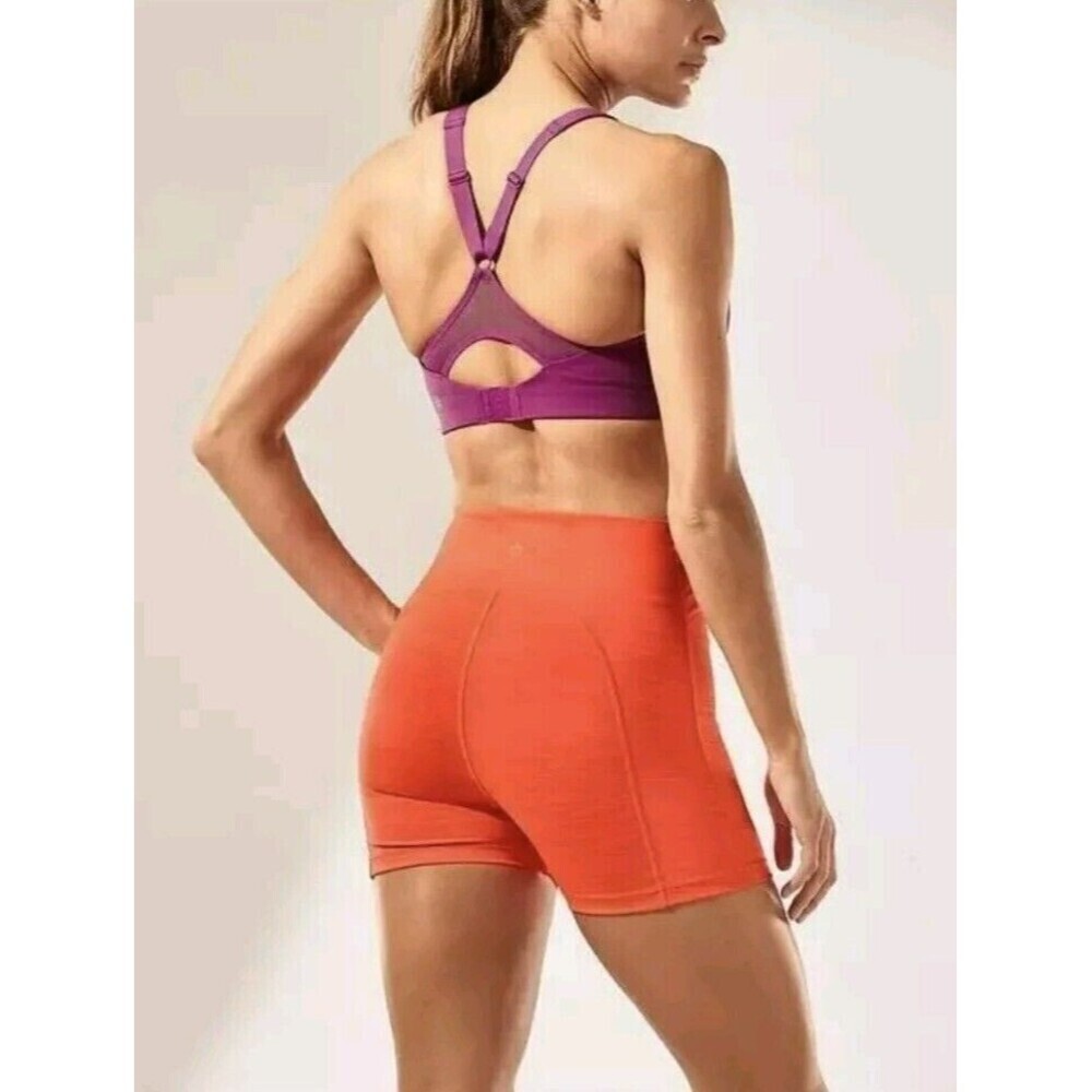 Athleta Ultimate 5” Short RADIANT RED Orange Bright SIZE XL Biker Shorts Gym N8 - Picture 2 of 9